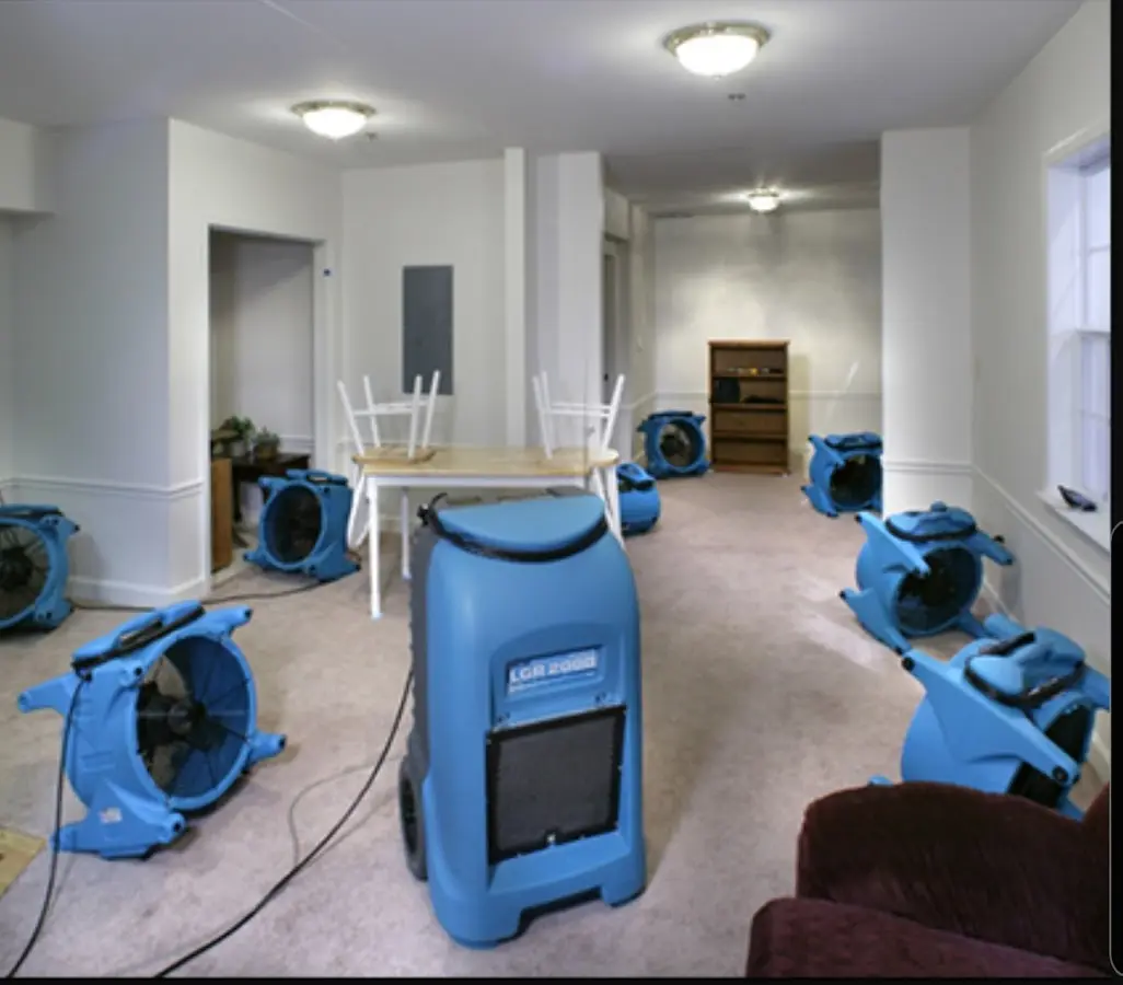 Air movers and dehumidifier setup for Water Extraction & Removal in Adrian